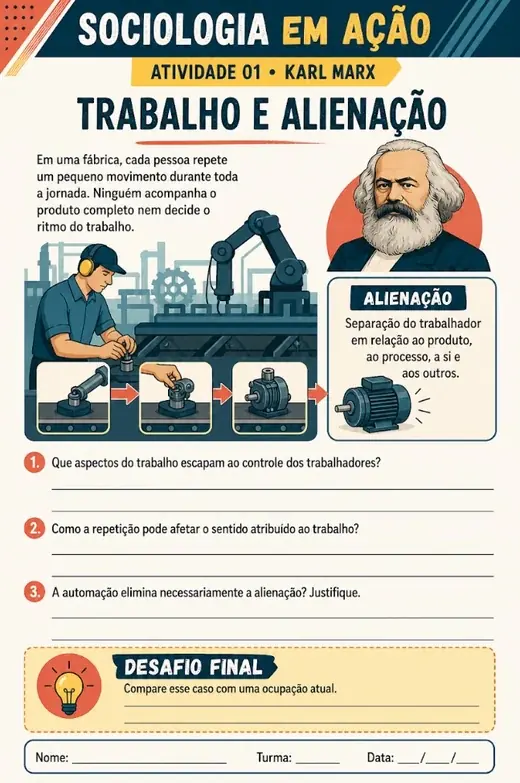 Atividade de Sociologia em Ação - Trabalho e Alienação