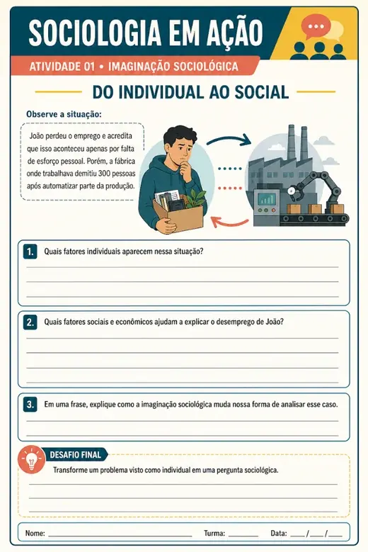 Atividade de Sociologia em Ação - Do individual ao social